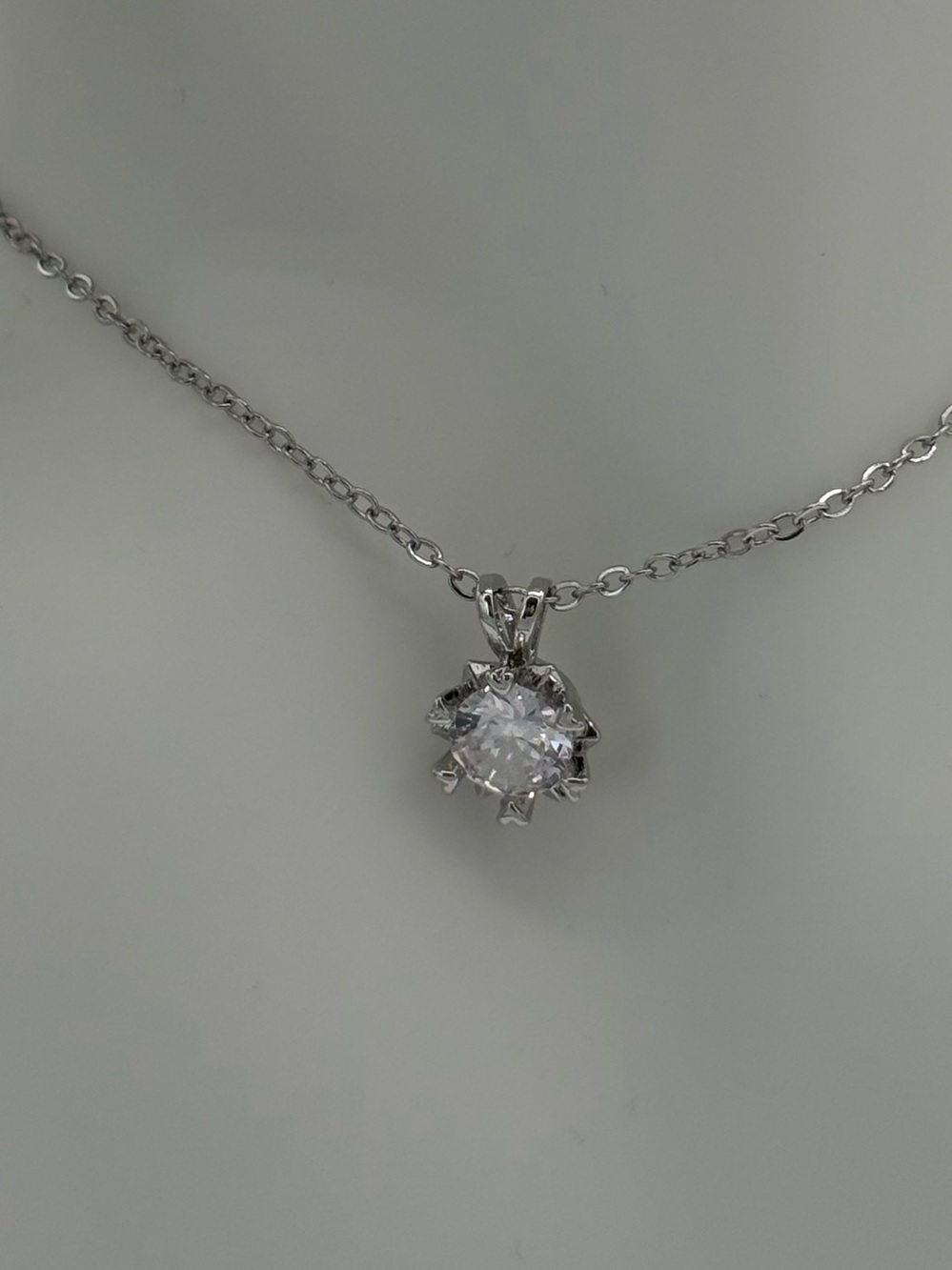 Classic 925 Silver Moissanite Solitaire Pendant Necklace